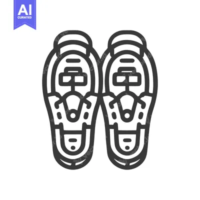 Aset premium populer: Minimalist Snowshoe Icon: Winter Adventure Gear Outline Design