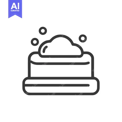 Aset premium populer: Minimalist Soap Bar Icon with Bubbles, Cleanliness Symbol, Line Art