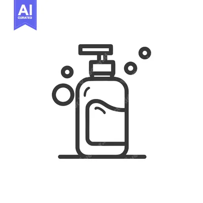 Minimalist Soap Dispenser Icon with Bubbles, Cleanliness Concept