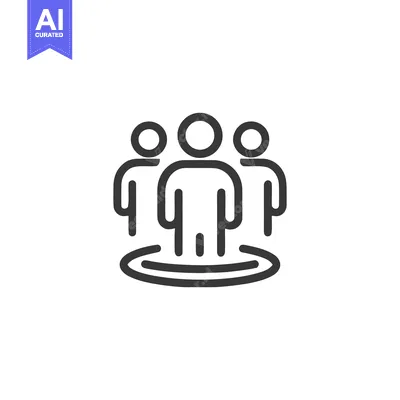 Teamwork Icon: Three Abstract Figures United on Platform, Minimalist D