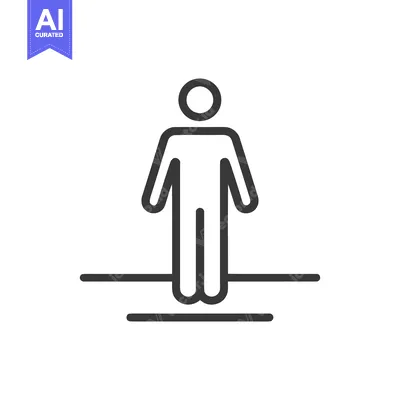 Aset desain premium: Minimalist Person Icon Standing on Ground Plane, Simple Line Drawing