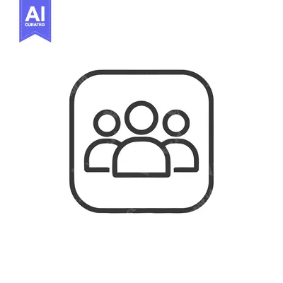 Group Icon: Three People in Rounded Square Outline
