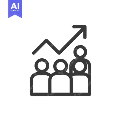 Team Growth Icon: Upward Trend with People Silhouette