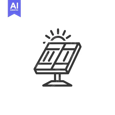 Solar Panel Icon with Sun Rays, Clean Energy Symbol