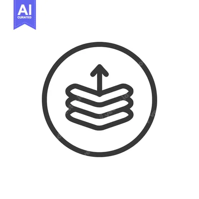 Data Upload Icon: Stacked Layers with Arrow in Circle, Minimalist Desi