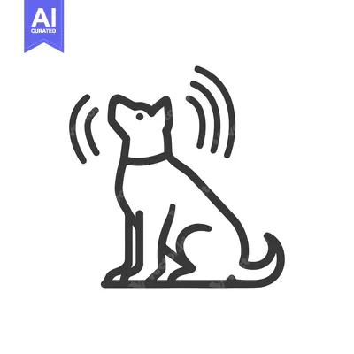 Aset desain premium: Alert Dog Icon: Minimalist Vector Illustration with Signal Waves
