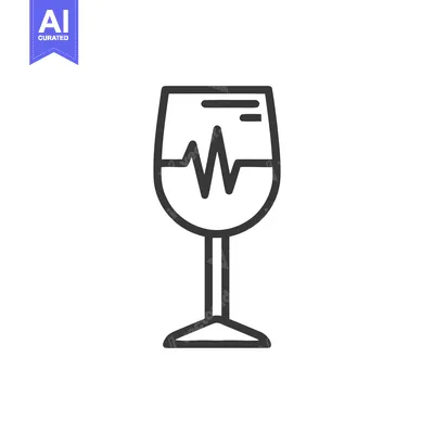 Fragile Glass Icon with Heartbeat Line, Vector Illustration