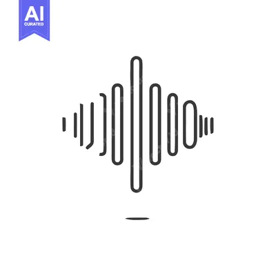 Minimalist Sound Wave Icon with Shadow on White Background