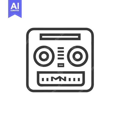Minimalist Radio Icon: Retro Style with Knobs and Display