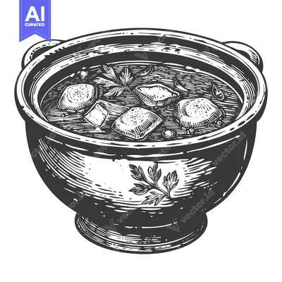 Aset premium populer: A Simple Illustration Of A Bowl Filled With Food Soup