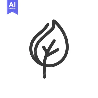 Aset desain premium: Minimalist Leaf Icon: Simple, Elegant Design on White Background