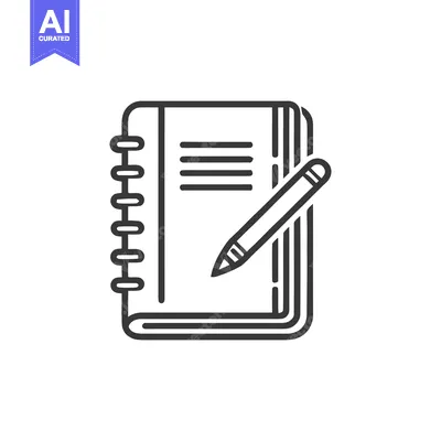 Aset desain premium: Minimalist Notebook and Pencil Icon: Simple Design for Writing