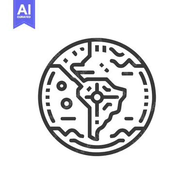 Minimalist Earth Icon: Outlined Globe Featuring South America