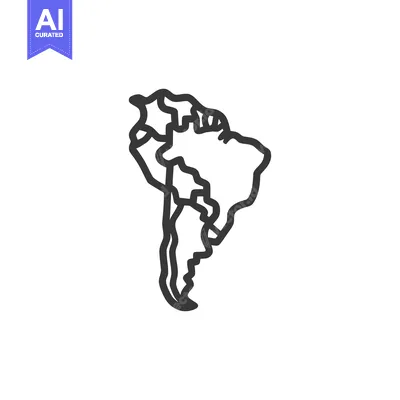 South America Outline Map: Simple Black Line on White Background
