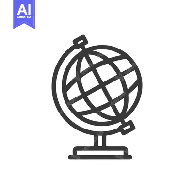 Minimalist Globe Icon: World Geography, Education, and Global Awarenes