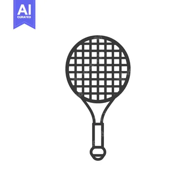 Premium design asset: A Black and White Line Art Illustration of a Tennis Racket