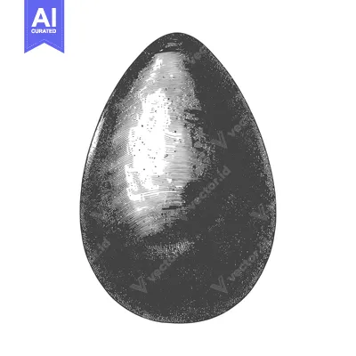 A monochromatic depiction of a single egg illustration on white