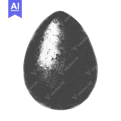 A detailed monochrome drawing of a single egg on white background