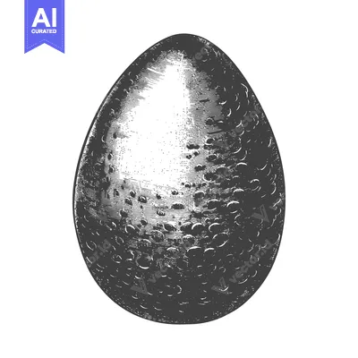 An illustrated artwork depicting an egg with speckled textured surface