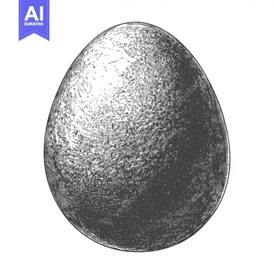 A detailed monochrome illustration of a smooth oval shaped egg