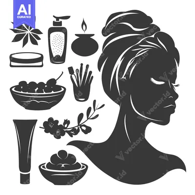 Spa and Beauty Products with Woman Silhouette