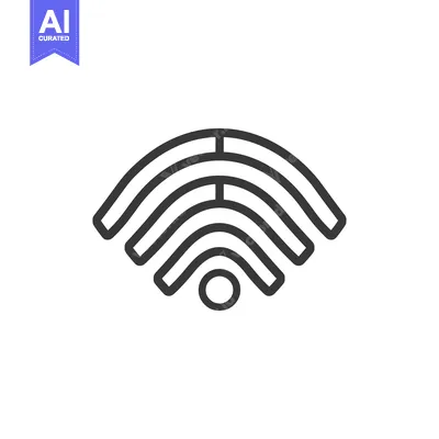 Aset premium populer: A black and white line art illustration of a wifi signal icon