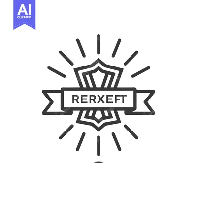 A Black and White Line Art Logo Featuring a Star, Rays, and a Ribbon w