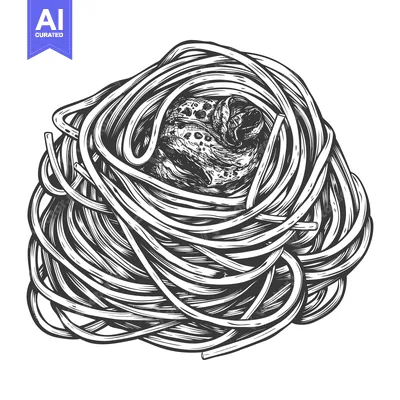 Popular premium asset: Artistic depiction of a pasta dish with meatballs in sauce
