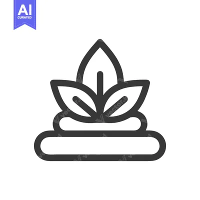 Minimalist Spa Icon: Stylized Leaves on Stone Base, Serene Design