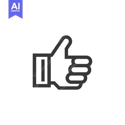 Aset desain premium: A black and white line art thumbs up icon