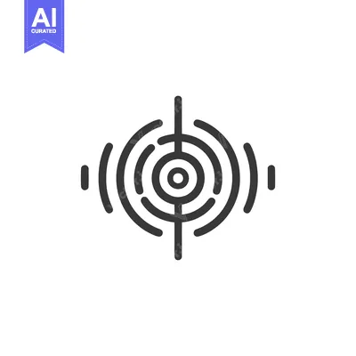 Premium design asset: Minimalist Target Icon: Concentric Circles with Vertical Lines, Black