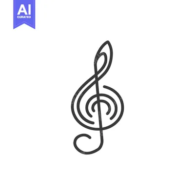 Aset premium populer: A Black and White Line Art Treble Clef