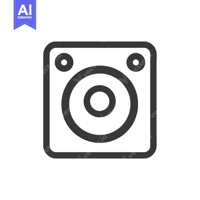 Aset premium populer: Minimalist Speaker Icon: Bold Outline, Rounded Square Design