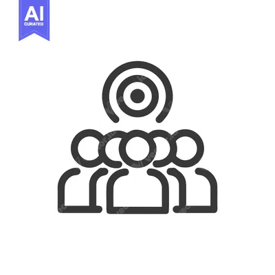 Teamwork Icon: Group of People with Target Above, Minimalist Design