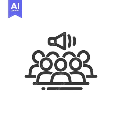 Crowd with Megaphone: Bold Line Icon for Announcements and Communicati