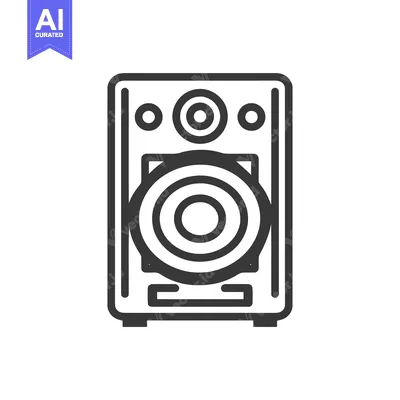 Minimalist Speaker Icon: Bold Outline on White Background, Audio Equip