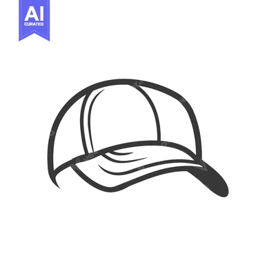 A Black And White Line Drawing Of A Baseball Cap