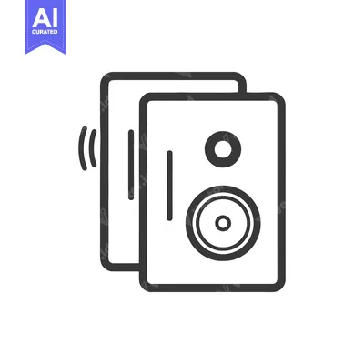 Aset desain premium: Minimalist Speaker Icon: Audio Equipment with Sound Waves Illustration