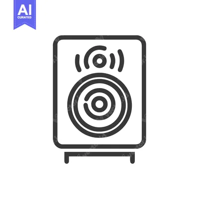 Aset premium populer: Minimalist Speaker Icon with Sound Waves, Audio Equipment Symbol