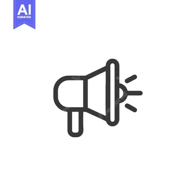 Aset desain premium: Bold Line Art: Megaphone Icon for Announcements and Communication