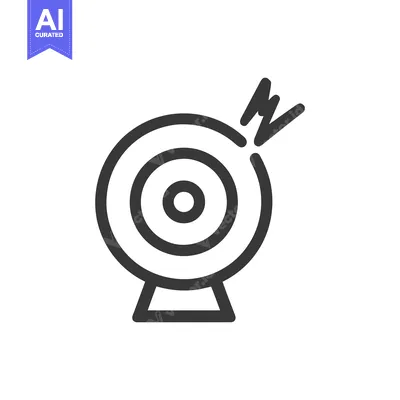Webcam Icon with Signal, Simple Line Art Style