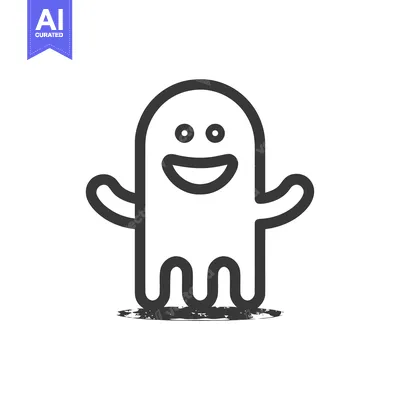 Premium design asset: Cheerful Ghost Icon with Brushstroke Shadow, Halloween Graphic