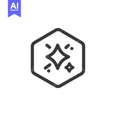 Aset premium populer: Sparkling Hexagon: Clean Line Art Icon of Radiance and Shine