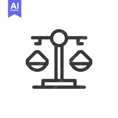 Minimalist Scales of Justice Icon on White Background
