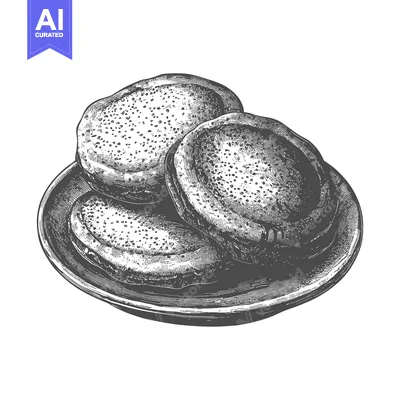 Several bread rolls are stacked on a simple circular plate