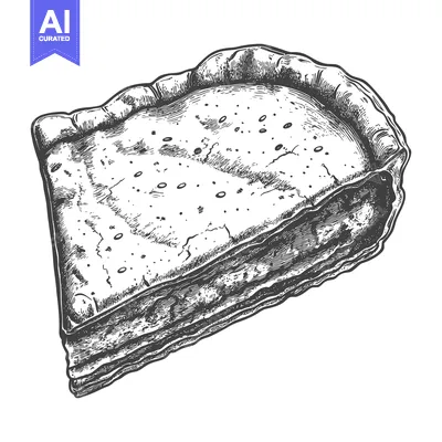 Popular premium asset: A singular hand drawn image of a baked slice of pie