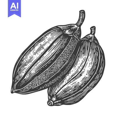 Aset desain premium: Two sketched depictions of elongated fruit with textured skin are seen