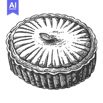 An illustration depicts a delicious looking round pie with detail