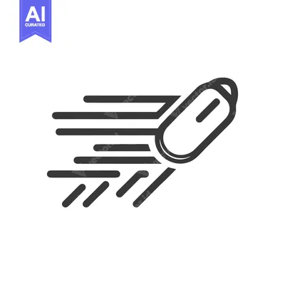 Dynamic Bullet Icon: Speeding Projectile with Motion Trails, Vector Il