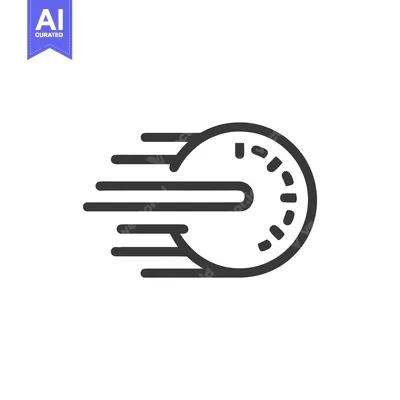 Speedometer Icon with Motion Lines, Minimalist Design, Fast Delivery C